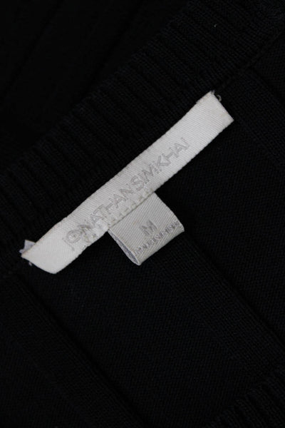Jonathan Simkhai Womens Long Sleeve Ribbed Blouse Black Size M