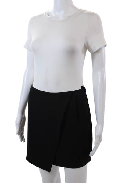 Jenni Kayne Womens Solid Lined Mini Faux Wrap Skirt Black Size S