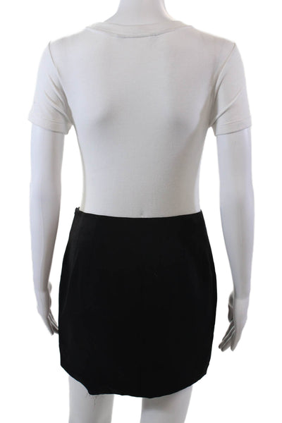 Jenni Kayne Womens Solid Lined Mini Faux Wrap Skirt Black Size S