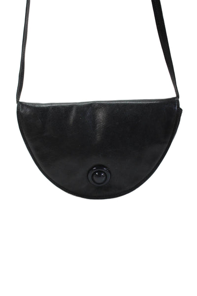 Designer Womens Leather Silver Tone Crossbody Shoulder Handbag Midnight Blue