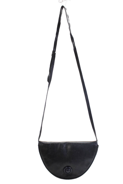 Designer Womens Leather Silver Tone Crossbody Shoulder Handbag Midnight Blue