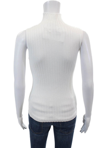 525 America Womens Knite Mock Neck Sleeveless Tank Blouse Top White Size XS