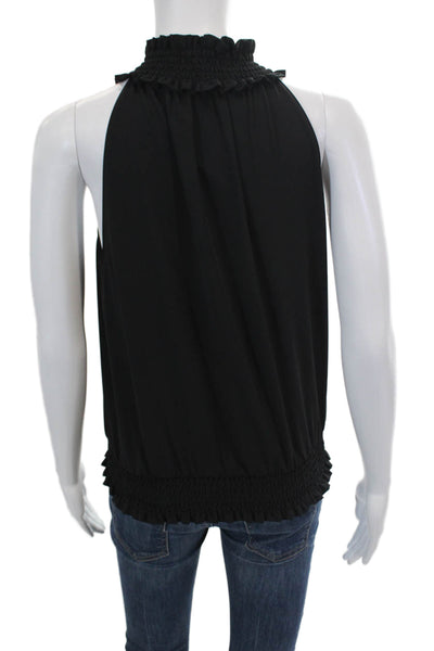Amanda Uprichard Womens Sleeveless Halter Neck Elastic Hem Blouse Black Size S