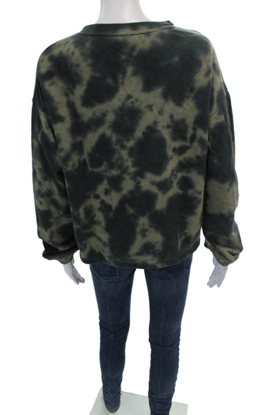 Sanctuary Womens Cotton Tie-Dye Pullover V-Neck Sweatshirt Green Size XS