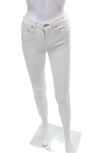 Rag & Bone Womens Cotton Blend Straight Leg Skinny Jeans White Size 25