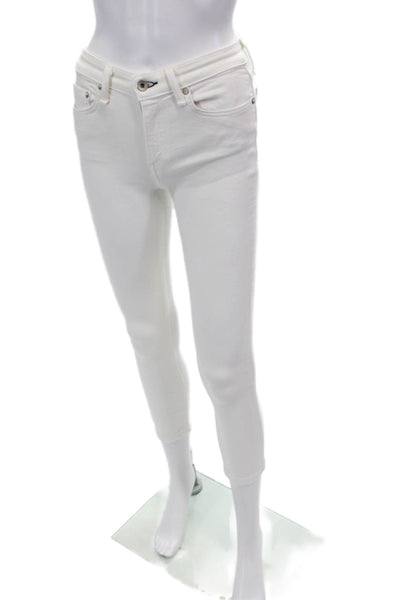 Rag & Bone Womens Cotton Blend Straight Leg Skinny Jeans White Size 25