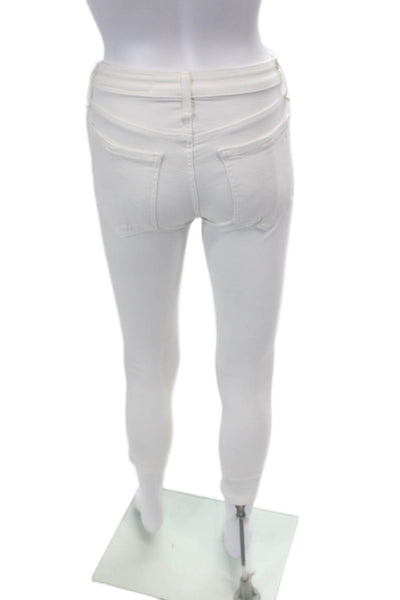 Rag & Bone Womens Cotton Blend Straight Leg Skinny Jeans White Size 25