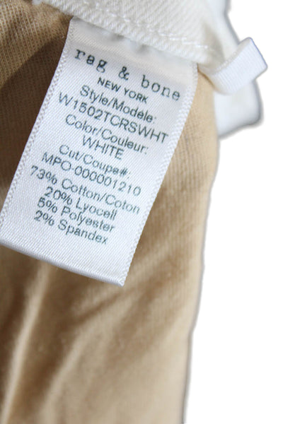 Rag & Bone Womens Cotton Blend Straight Leg Skinny Jeans White Size 25