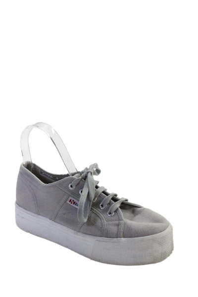 Superga Unisex Adults Lace-Up Casual Platform Sneakers Gray Size 7.5