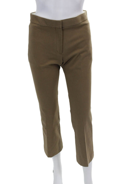 Theory Womens Cotton Flat Front Zip Pocket Bootcut Trousers Brown Size 4