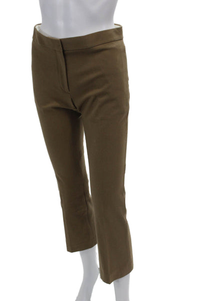 Theory Womens Cotton Flat Front Zip Pocket Bootcut Trousers Brown Size 4