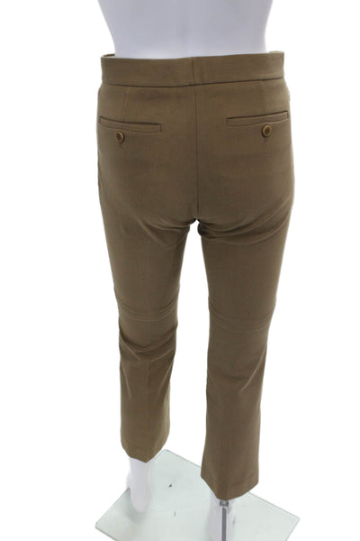 Theory Womens Cotton Flat Front Zip Pocket Bootcut Trousers Brown Size 4