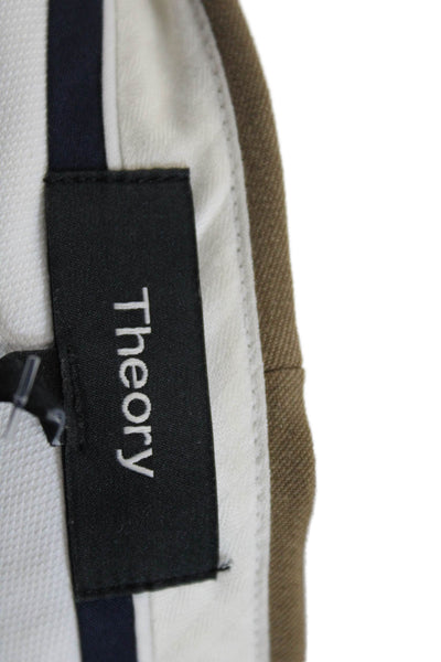 Theory Womens Cotton Flat Front Zip Pocket Bootcut Trousers Brown Size 4