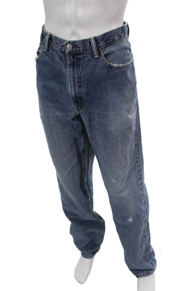 Levi Strauss & Co Mens Distressed Straight Leg Jeans Blue Size 40x36