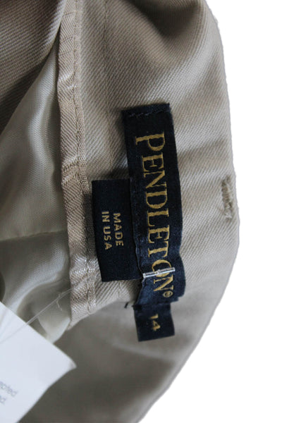 Pendleton Womens Tailored Zip Fly Straight Leg Trouser Pants Beige Size 14