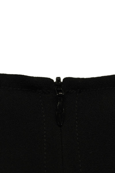 Karina Grimaldi Womens Round Neck Long Sleeve Zip Up Blouse Top Black Size S