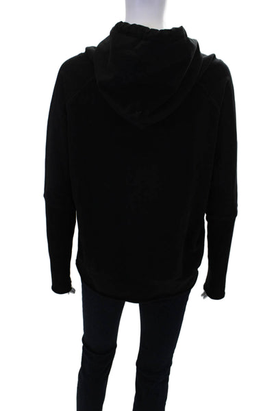 Chrldr Womens Cotton Embroidered Front Pocket Pullover Hoodie Black SIze S