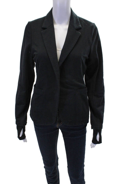 Sundays Womens Cotton Blend Notch Collar Open Front Blazer Jacket Black Size S