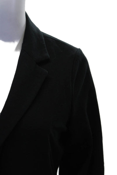 Sundays Womens Cotton Blend Notch Collar Open Front Blazer Jacket Black Size S