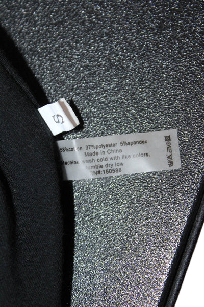 Sundays Womens Cotton Blend Notch Collar Open Front Blazer Jacket Black Size S