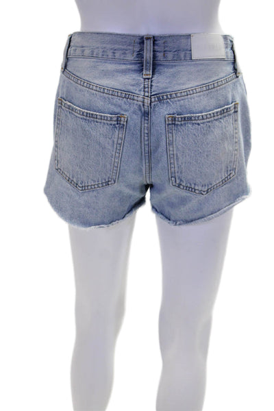 Pistola Womens Cotton Distressed High-Rise Light Wash Jean Shorts Blue Size 25