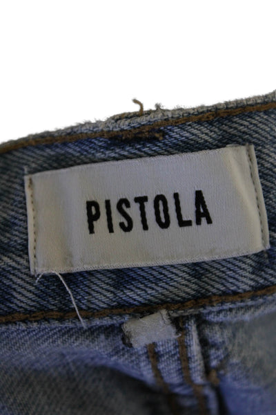 Pistola Womens Cotton Distressed High-Rise Light Wash Jean Shorts Blue Size 25