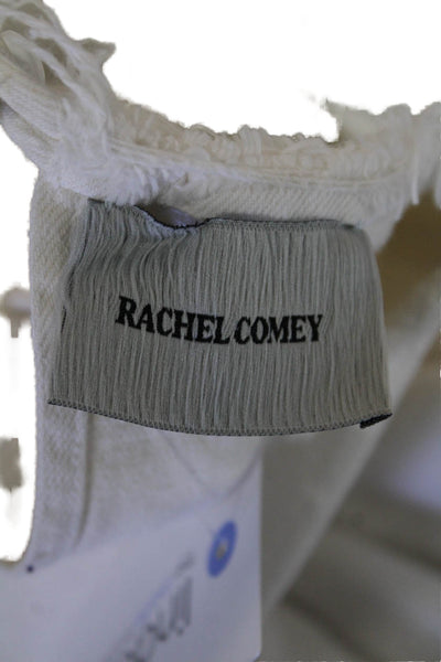 Rachel Comey Womens Sleeveless Crew Neck Fringe Denim Shift Dress White Size 2