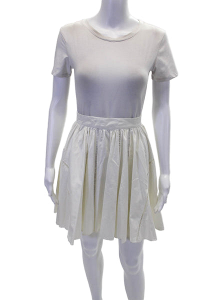 Derek Lam 10 Crosby Womens Back Zip Ladder Lace A Line Skirt White Cotton Size 2