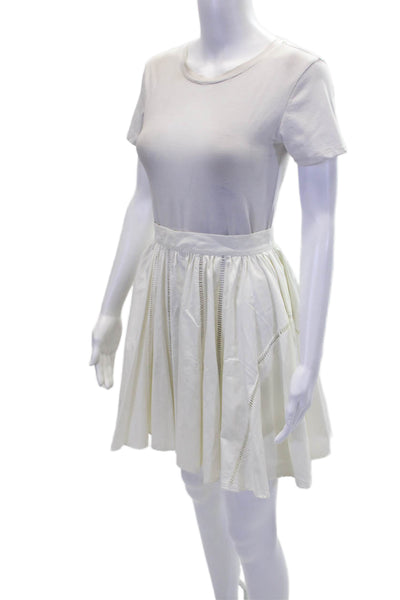 Derek Lam 10 Crosby Womens Back Zip Ladder Lace A Line Skirt White Cotton Size 2