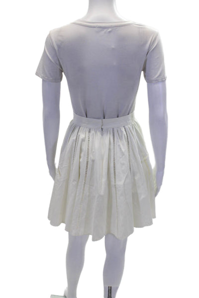 Derek Lam 10 Crosby Womens Back Zip Ladder Lace A Line Skirt White Cotton Size 2