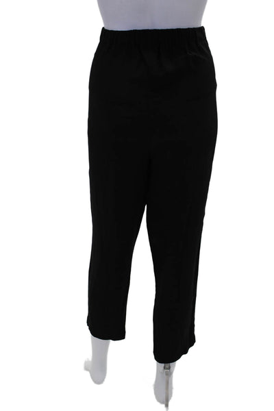 Marni Womens Elastic Waistband High Rise Crepe Straight Leg Pants Black IT 40