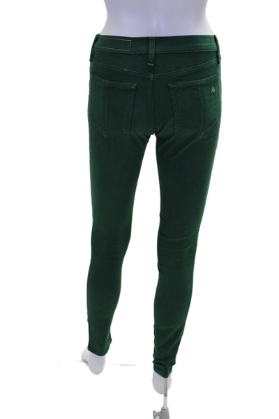 Rag & Bone Jean Womens Zipper Fly Mid Rise Legging Skinny Jeans Green Size 24