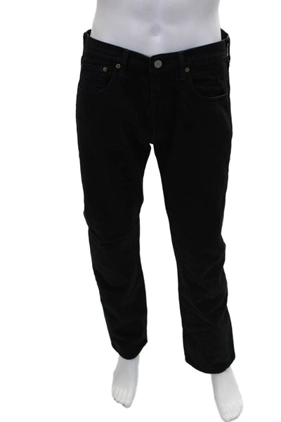 Levis Mens Button Fly Classic Straight Leg Jeans Black Denim Size 32x34