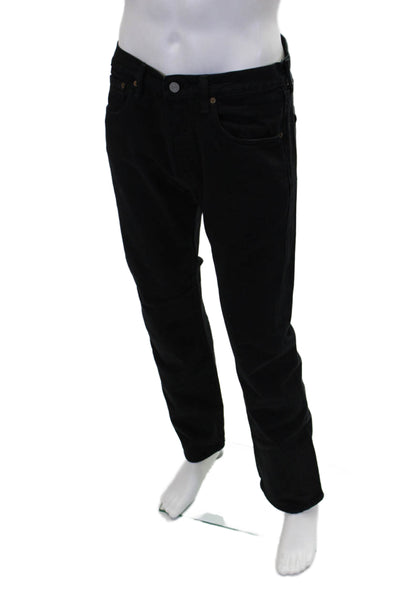 Levis Mens Button Fly Classic Straight Leg Jeans Black Denim Size 32x34