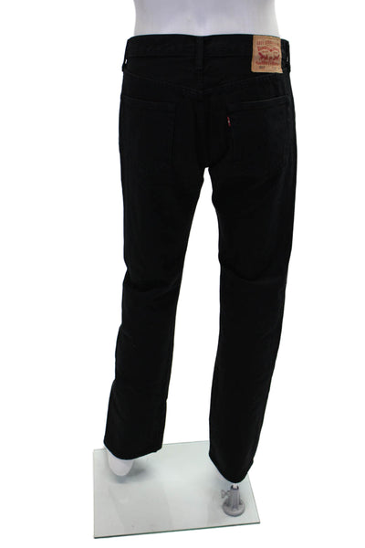 Levis Mens Button Fly Classic Straight Leg Jeans Black Denim Size 32x34