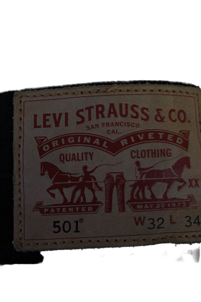 Levis Mens Button Fly Classic Straight Leg Jeans Black Denim Size 32x34