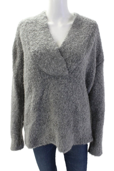 Vince Womens Wool Long Sleeve V-neck Pullover Knit Sweater Gray Size S