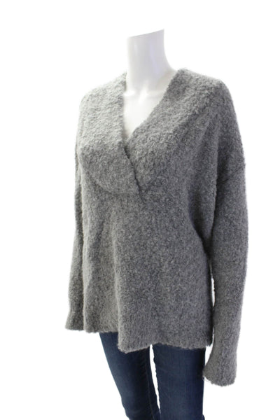 Vince Womens Wool Long Sleeve V-neck Pullover Knit Sweater Gray Size S