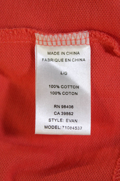 Theory Mens Cotton Short Sleeve Collared Button-Up Polo Shirt Orange Size L