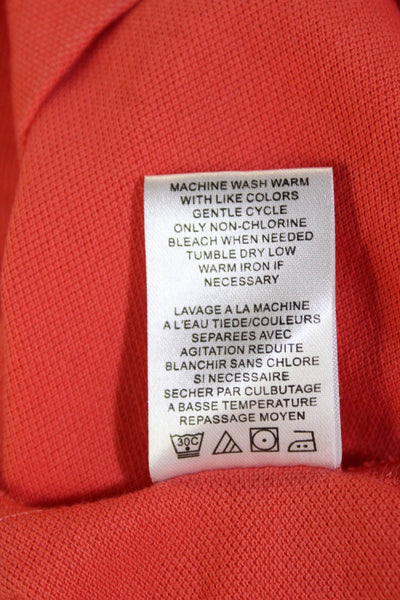 Theory Mens Cotton Short Sleeve Collared Button-Up Polo Shirt Orange Size L