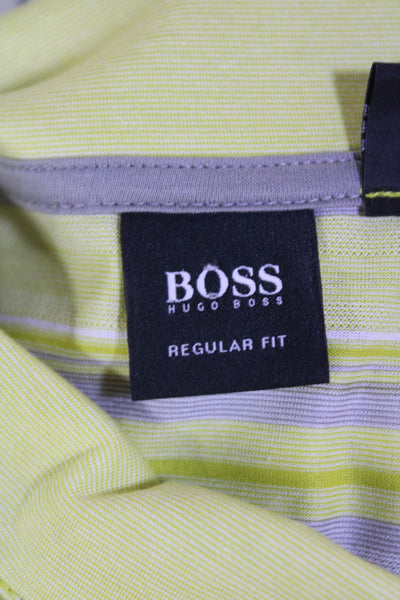 Boss Hugo Boss Mens Cotton Striped Short Sleeve Polo Shirt Green Size M