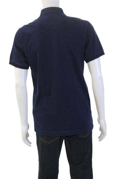 Michael Kors Mens Cotton Short Sleeve Button-Up Polo Shirt Blue Size M