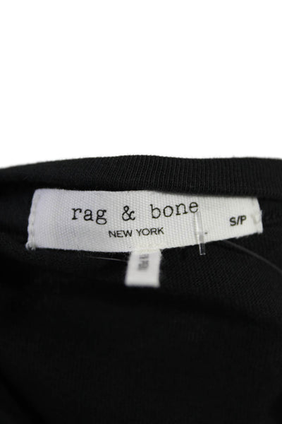 Rag & Bone Womens Short Sleeve Scoop Neck Tie Front Shirt Black Size Small
