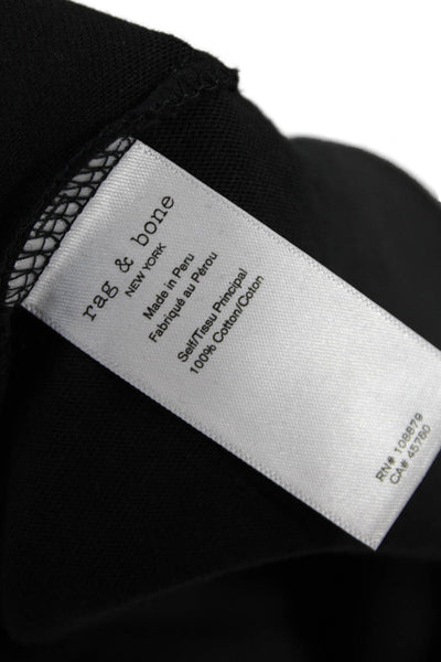 Rag & Bone Womens Short Sleeve Scoop Neck Tie Front Shirt Black Size Small
