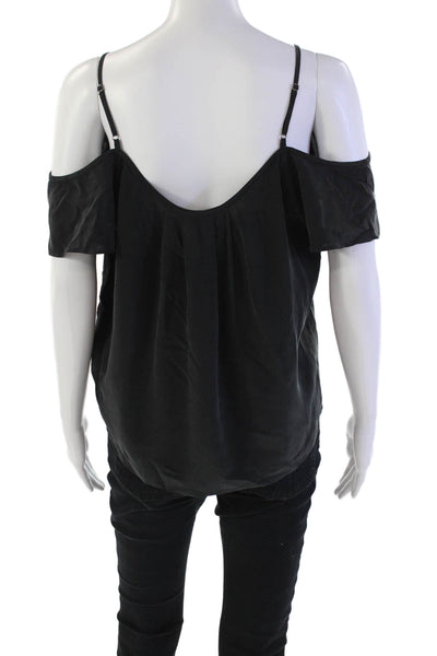 Joie Womens Textured Short Sleeve V-neck Lined Sleek Blouse Black Size XS
