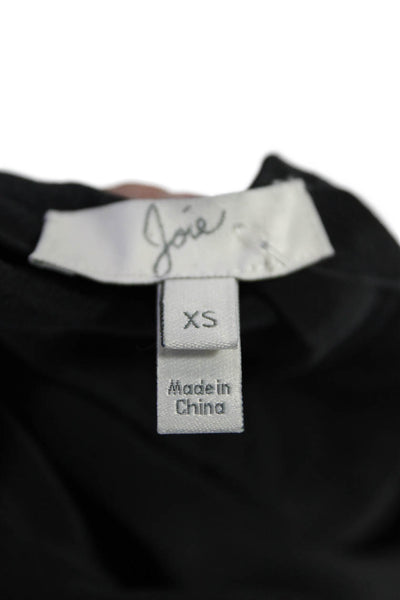 Joie Womens Textured Short Sleeve V-neck Lined Sleek Blouse Black Size XS