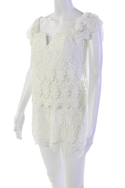 Yumi Kim Womens Textured Lined Sleeveless Layered Floral Short Dress White Size