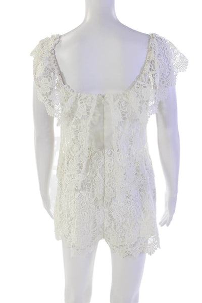 Yumi Kim Womens Textured Lined Sleeveless Layered Floral Short Dress White Size