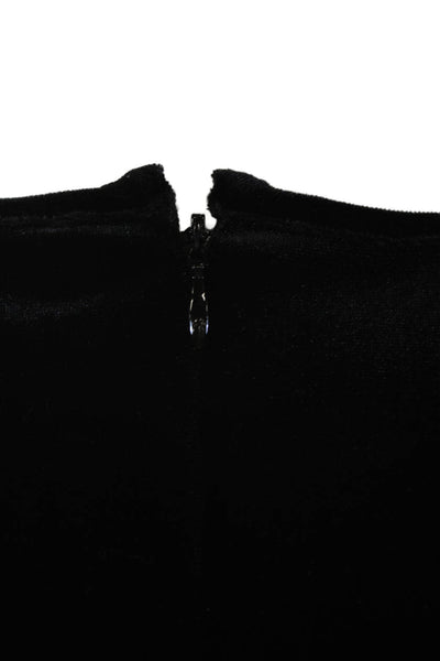 LDT Womens Long Puff Sleeve Velvet Tie Waist Shift Dress Black Size 2