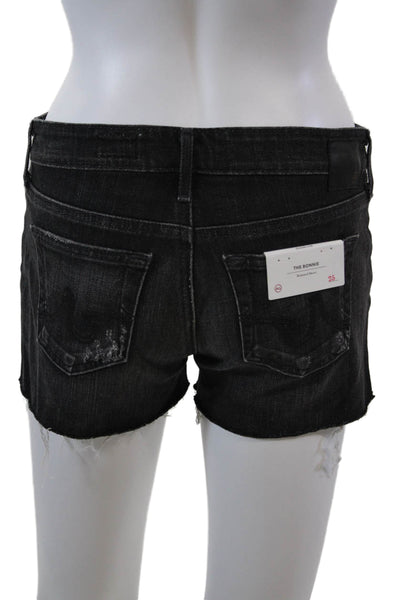 AG Adriano Goldschmied Womens Cotton Low-Rise Denim Shorts Black Size 25